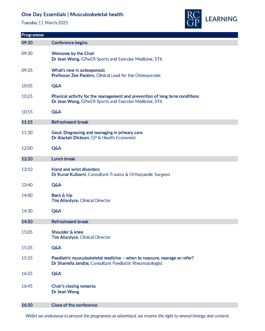 Event: Musculoskeletal health | One Day Essentials | REWIND