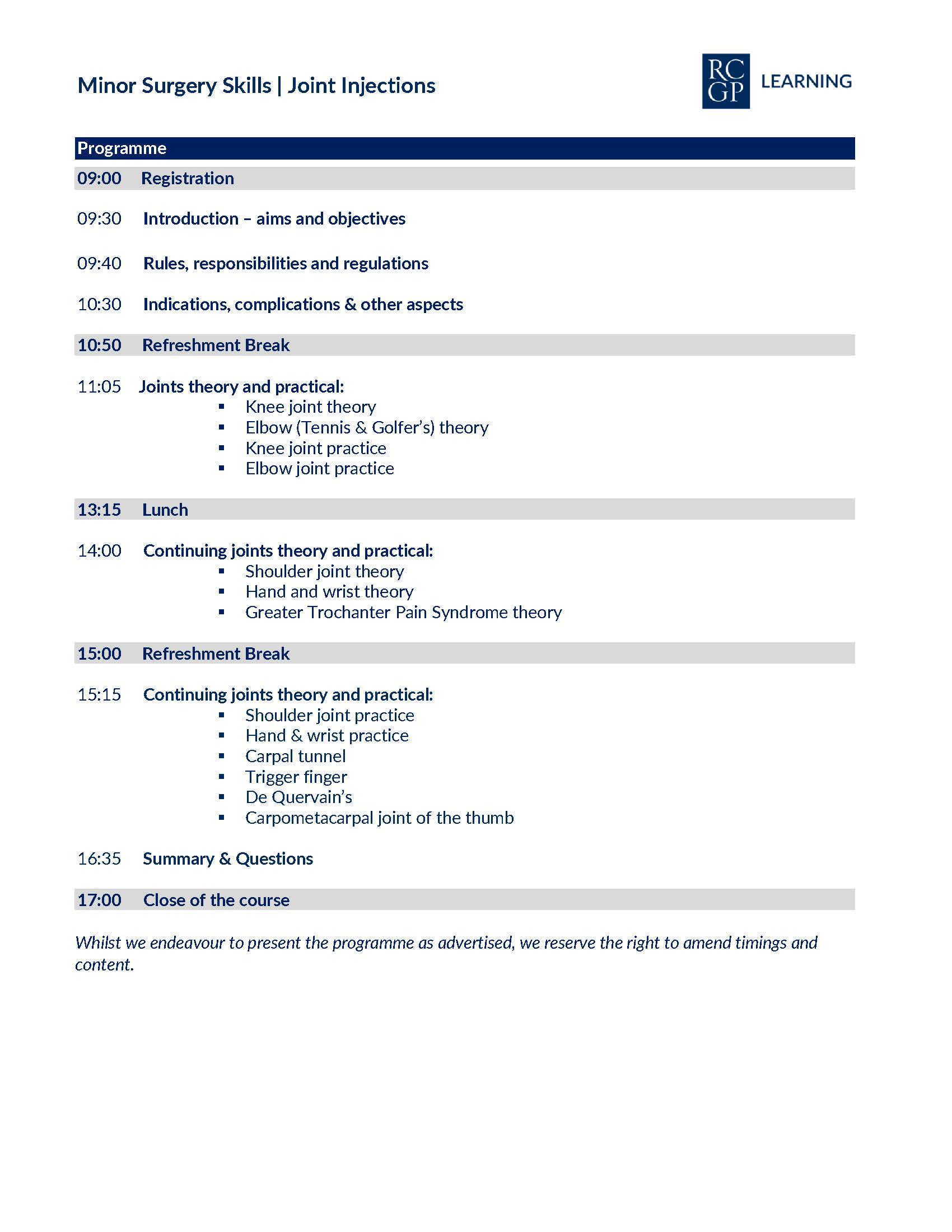 Event: Minor Surgery Skills | Joint Injections | London